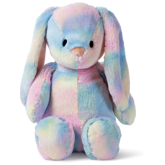 GUND Thistle Rainbow Bunny plush, soft pastel colors, ideal for cuddling and Easter gifting.