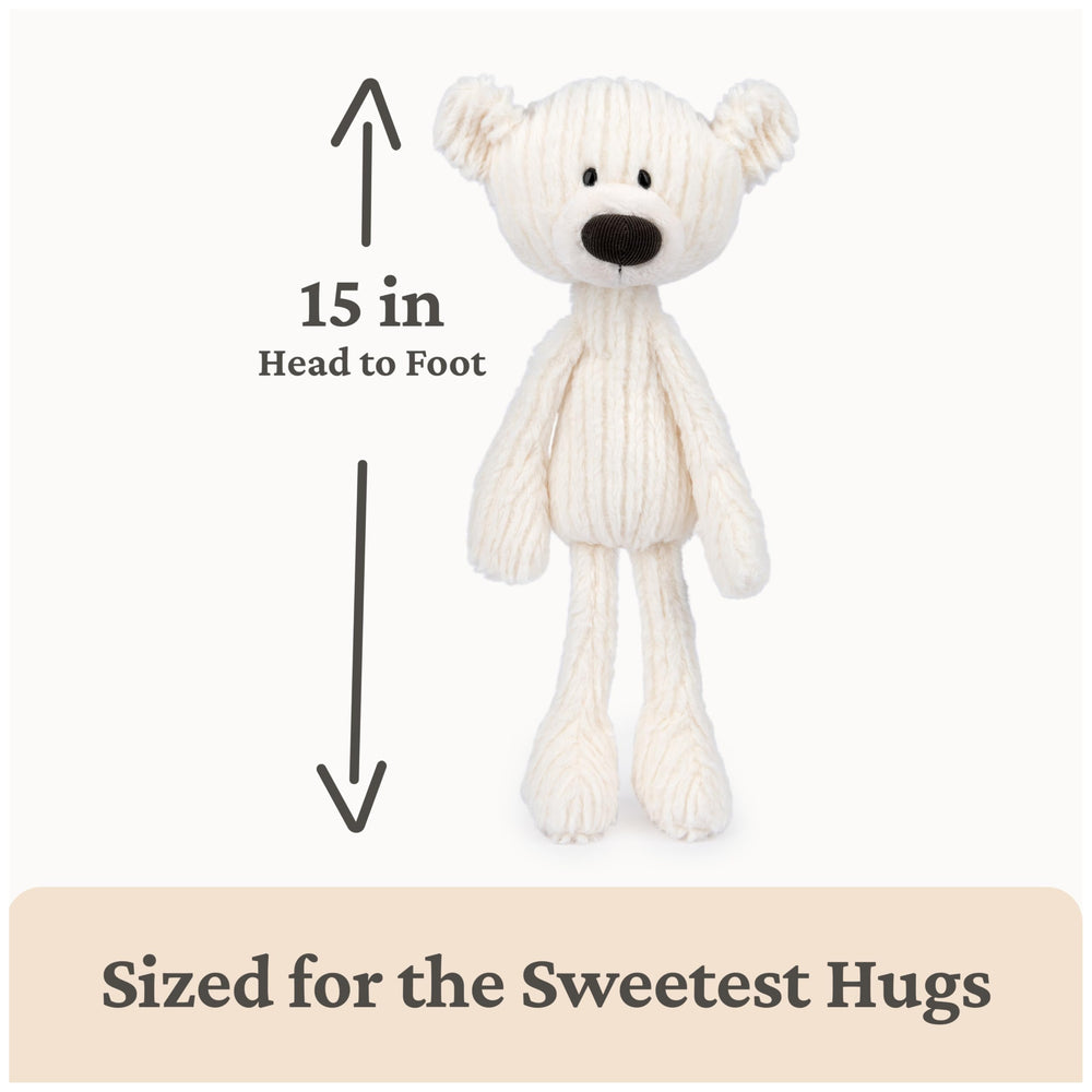 GUND Toothpick Cable teddy bear soft cream color, machine-washable for easy care.