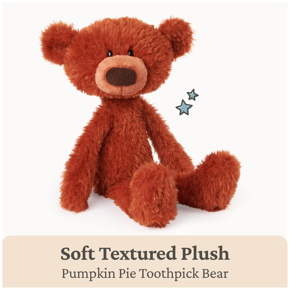 GUND Toothpick Pumpkin Pie bear close-up with brown corduroy nose accent