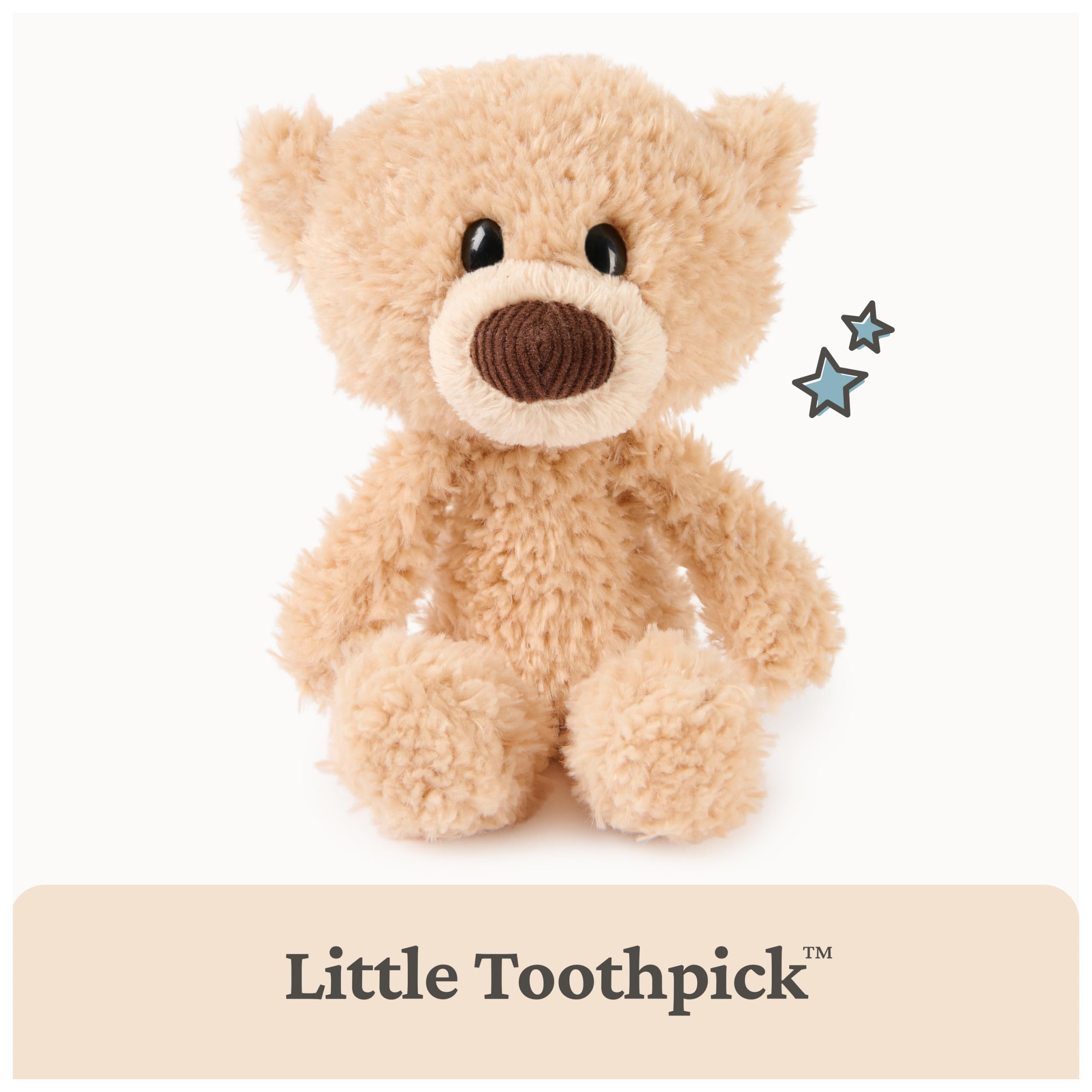 GUND Toothpick Teddy Bear closeup fabric reveals soft premium material and durable construction.