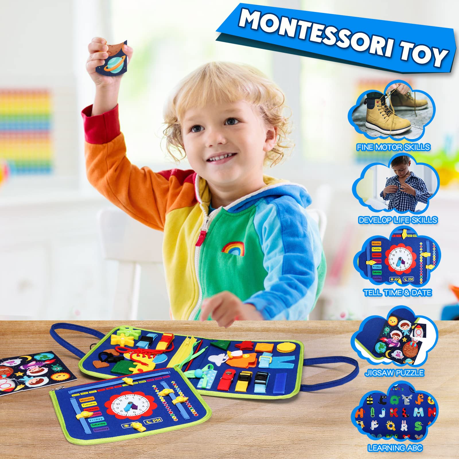 Guolely Busy Board belt buckles game builds hand-eye coordination for little explorers.