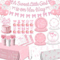 Gupesxu pink bow baby shower tableware set for elegant celebration