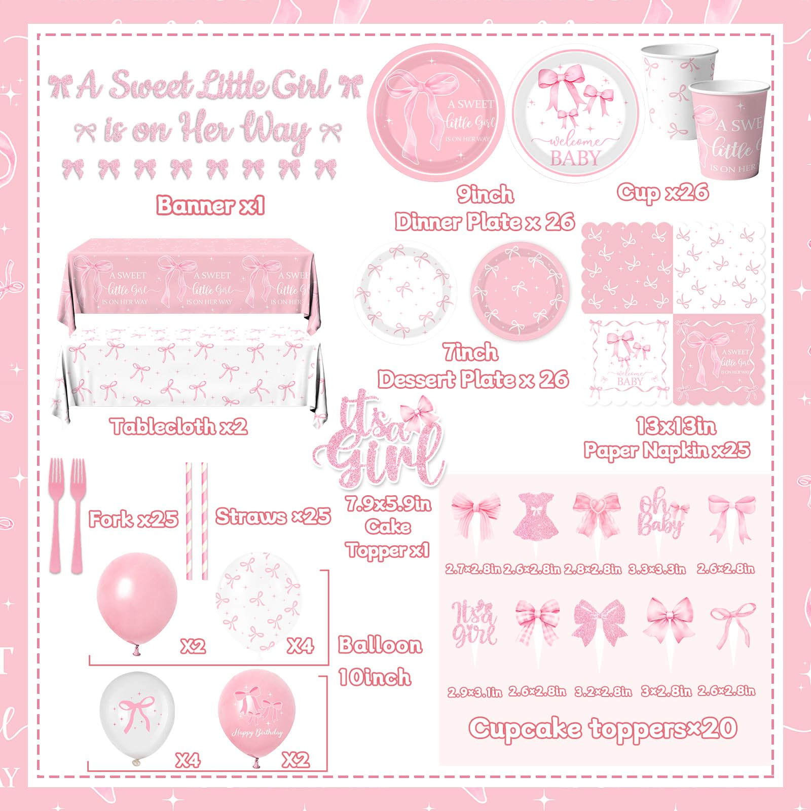 Gupesxu pink bow balloons set enhances party décor