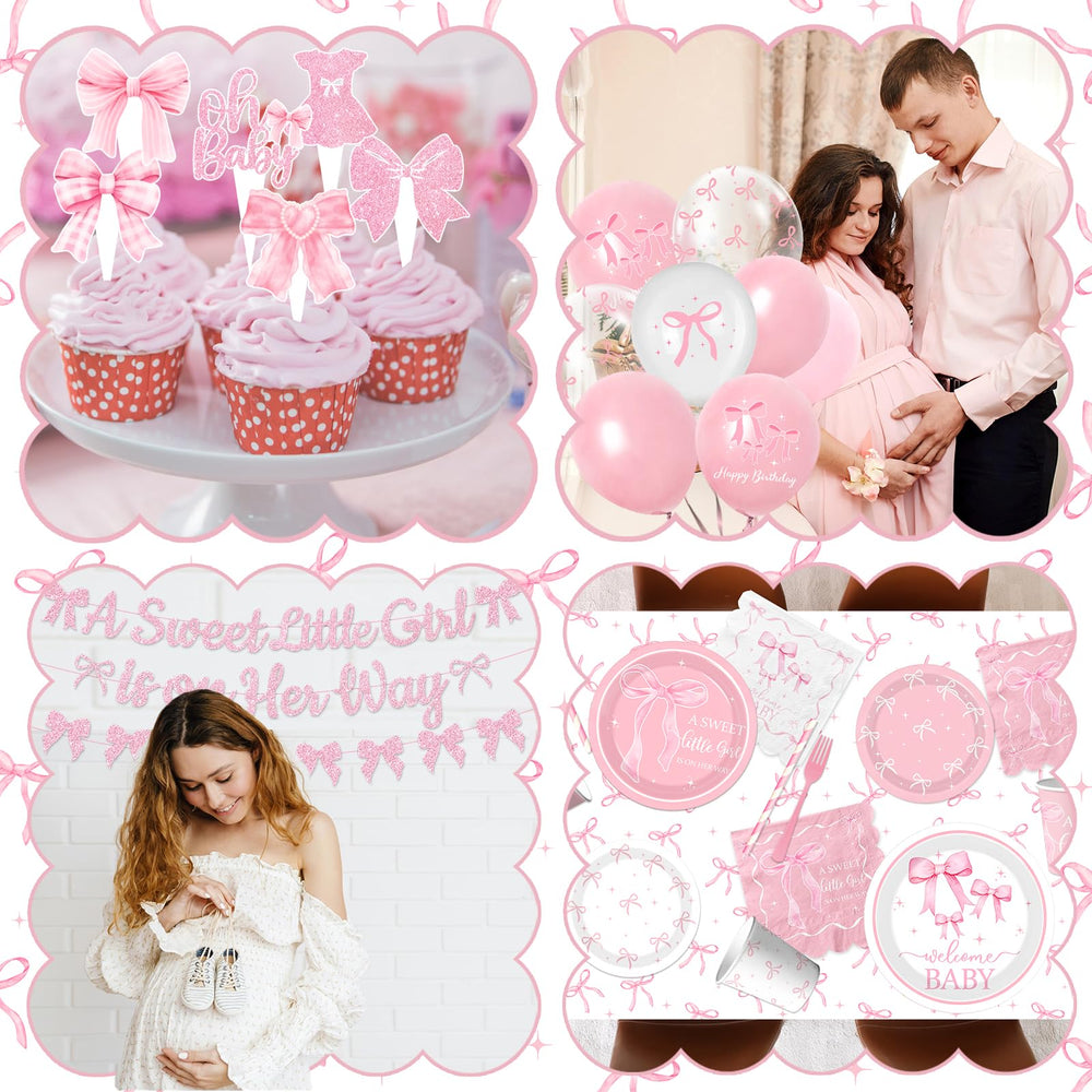 Gupesxu pink bow cake topper crowns the dessert table