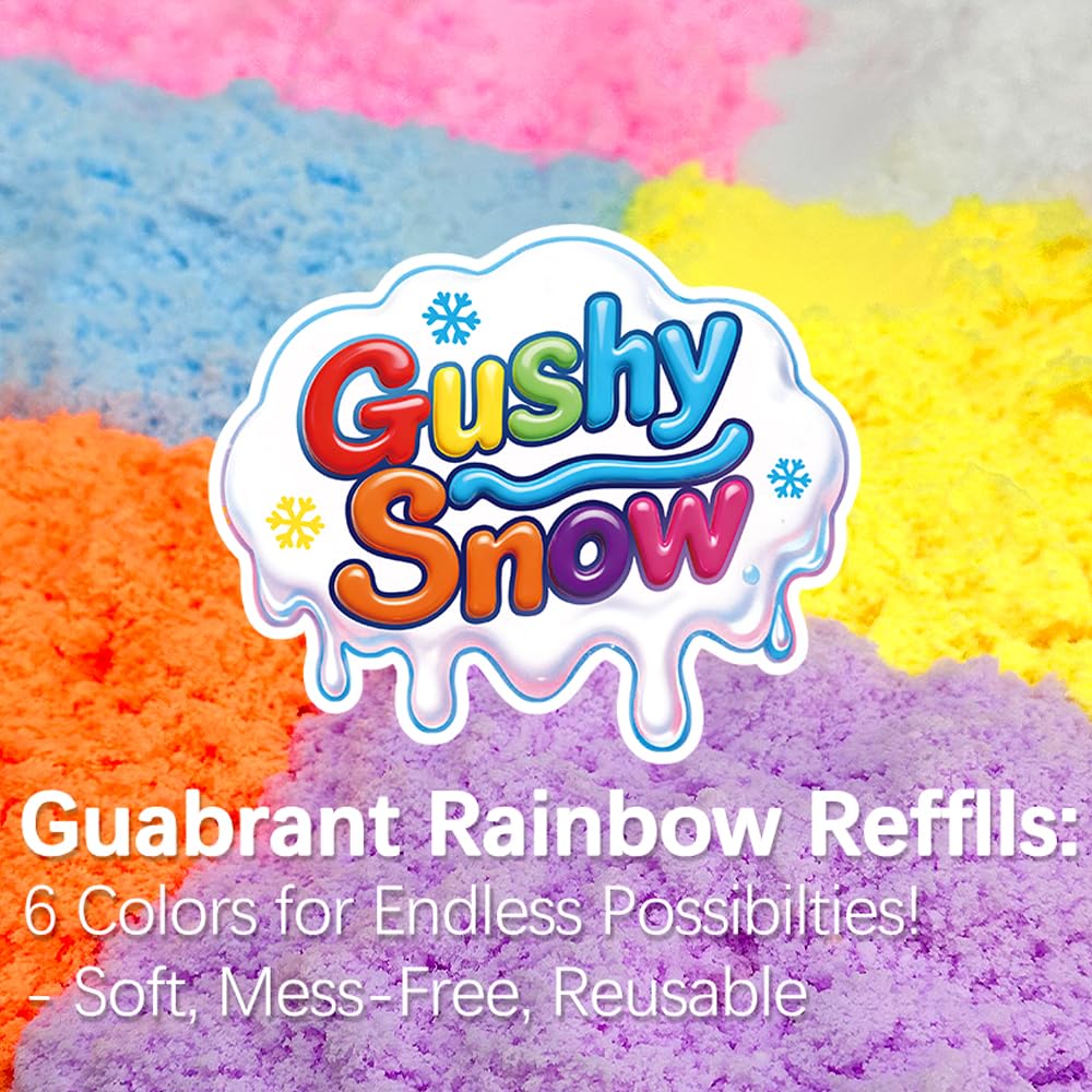 GushySnow pink sensory filler, lightweight and non-sticky for easy, mess-free play.