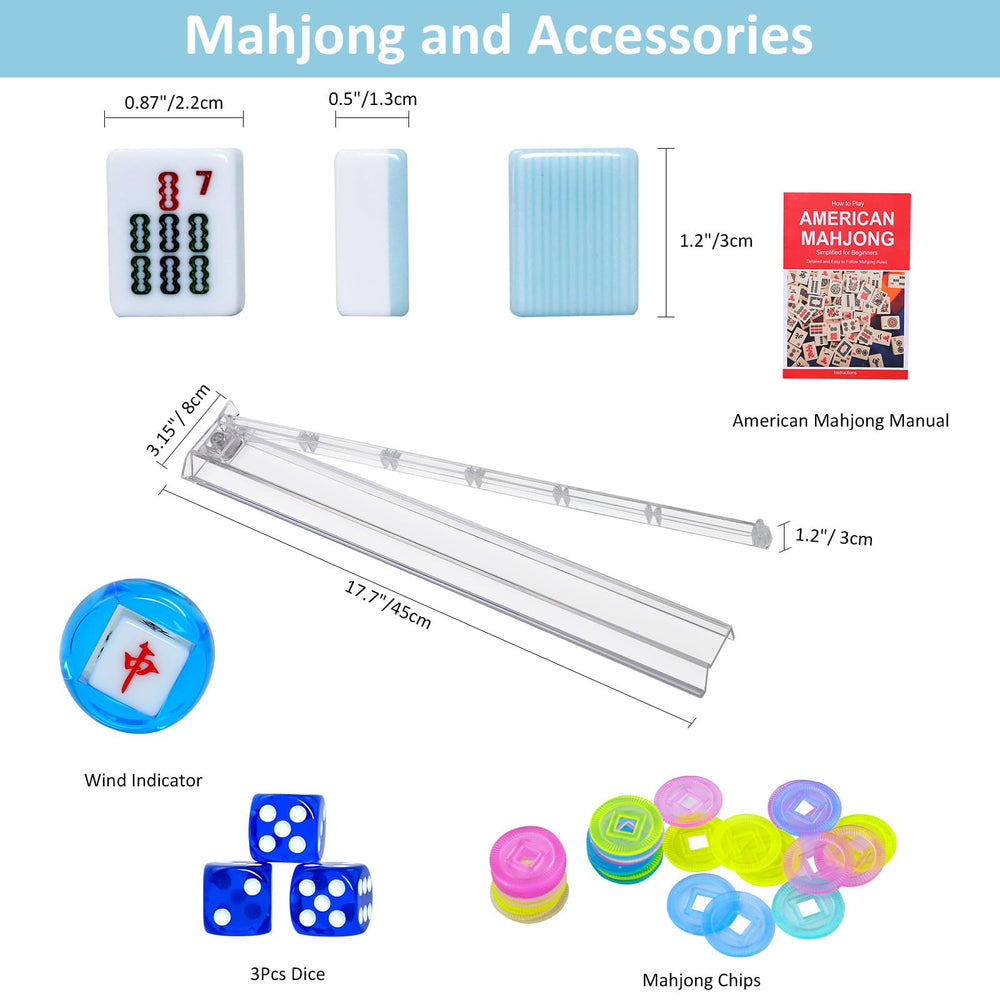 GUSTARIA blue transport bag keeps the full Mahjong set organized for travel