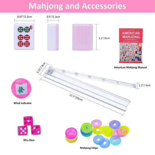 GUSTARIA pink Mahjong tiles with clear symbols for quick recognition during play.