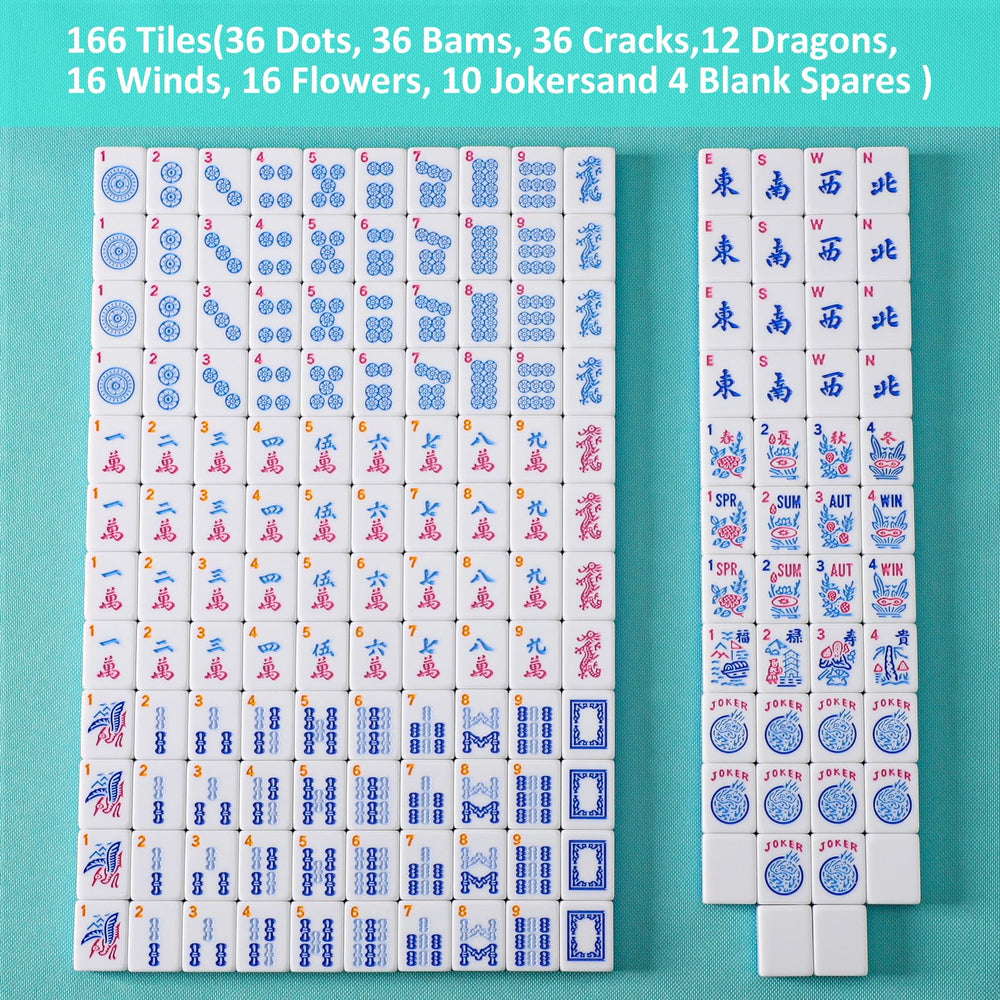 GUSTARIA Mahjong tiles close-up showing engraved letters and numerals for easy identification