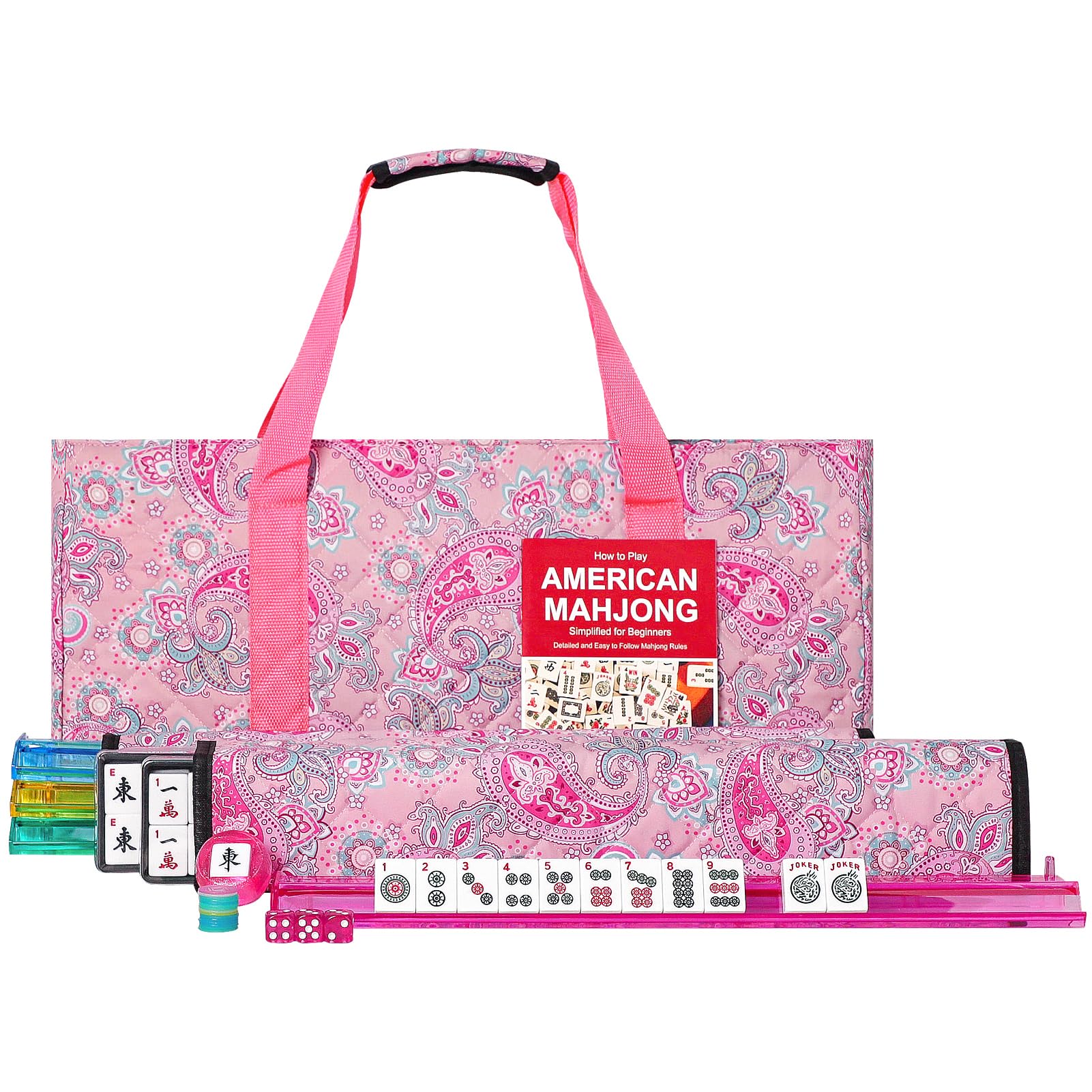 GUSTARIA American Mahjong tiles in white with clear Arabic and Chinese markings for easy reading