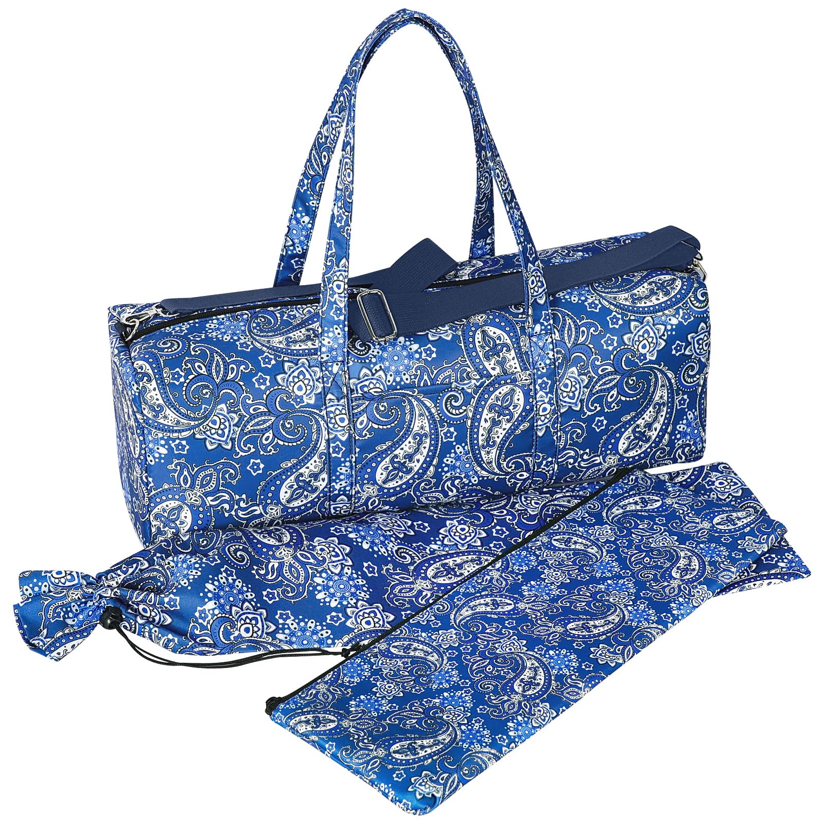 GUSTARIA blue American Mahjong bag front view highlights spacious main compartment for a complete set.
