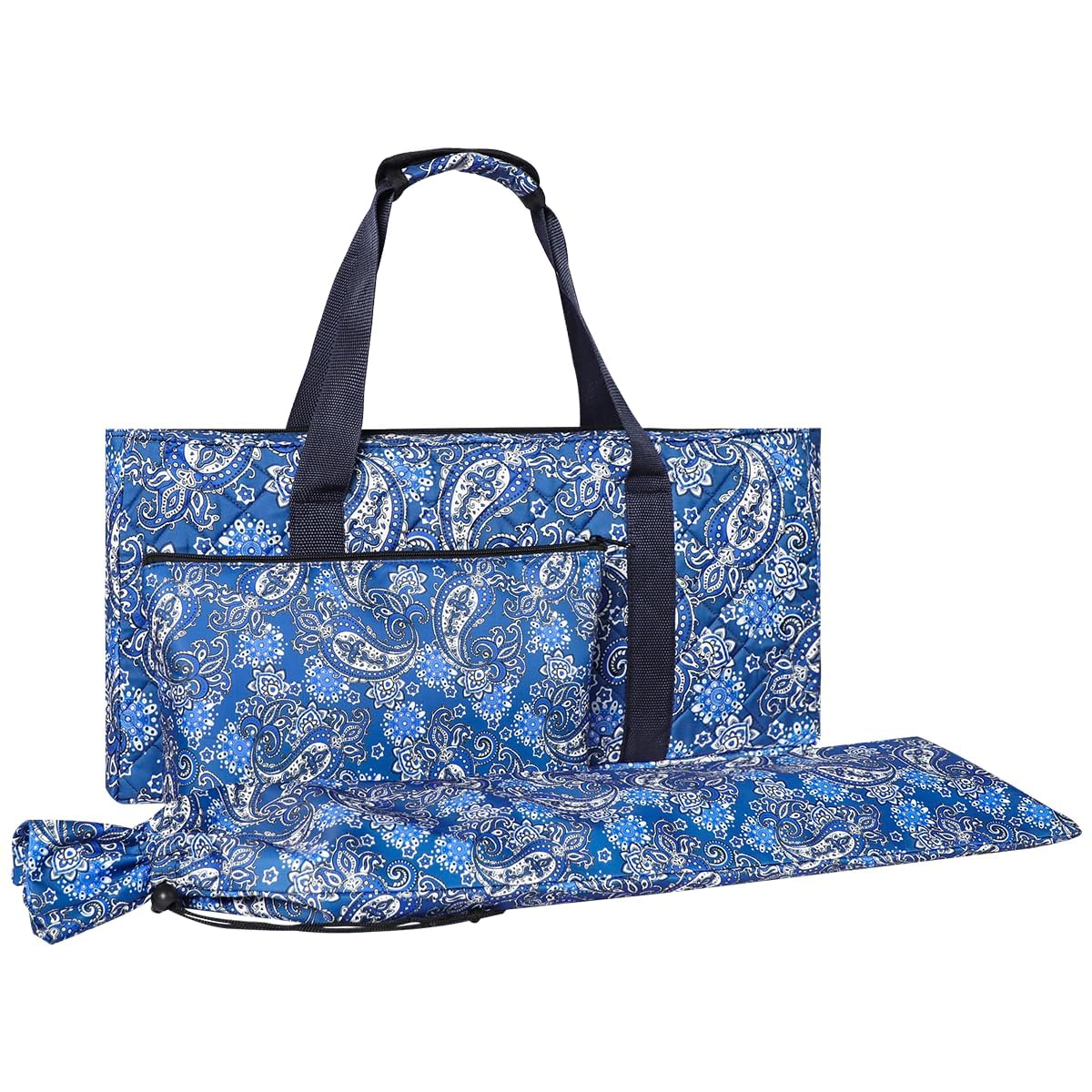 GUSTARIA empty mahjong bag blue print front view highlighting transport convenience