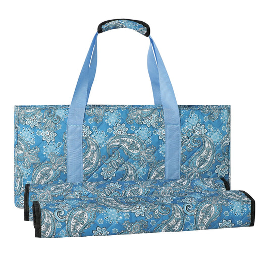 GUSTARIA empty Mahjong bag in blue print with roomy main compartment for a complete set.