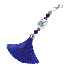 GUSTARIA mahjong bag accessory in blue adds stylish personalization to your bag.