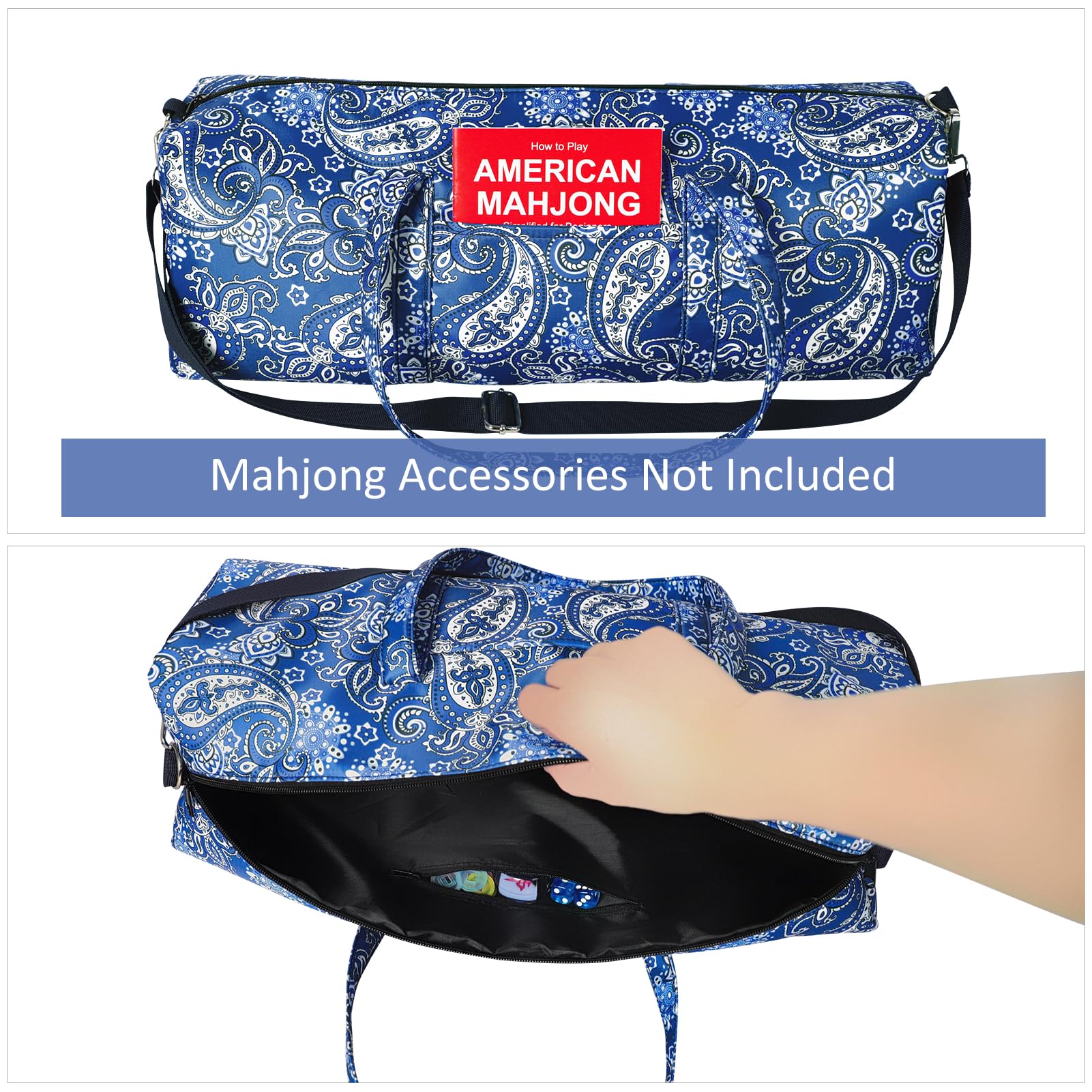 GUSTARIA Mahjong bag interior padded for rack and pusher protection during transit.