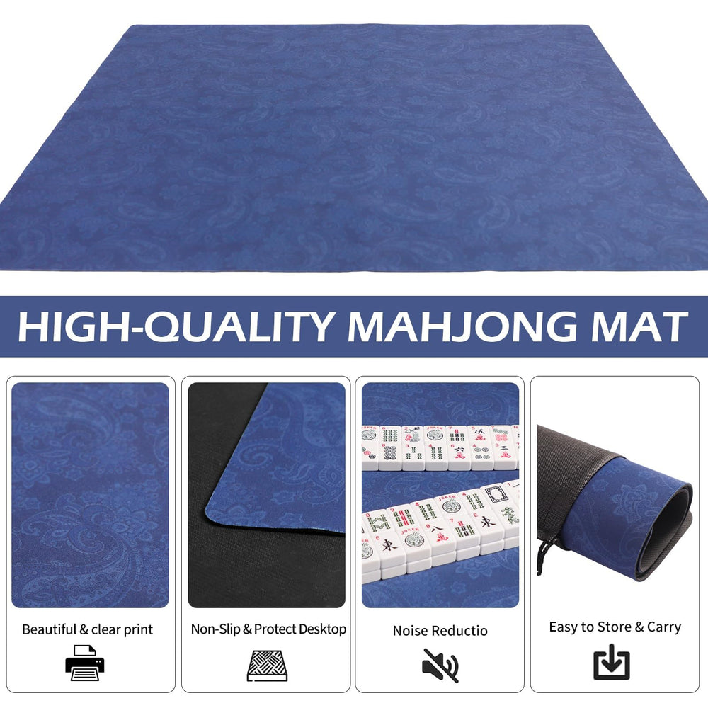 GUSTARIA Mahjong Mat thick backing reduces noise and protects surfaces.