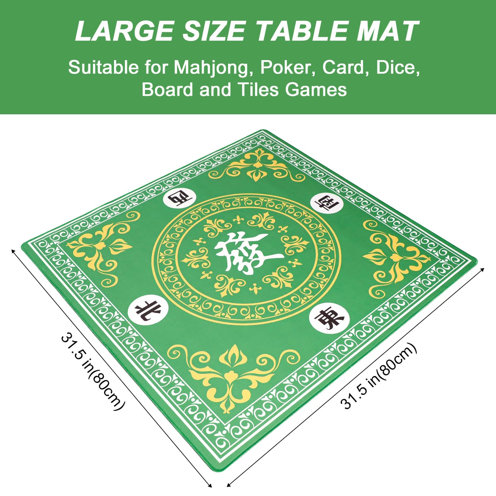 GUSTARIA Mahjong Mat includes three dice for quick setup and play