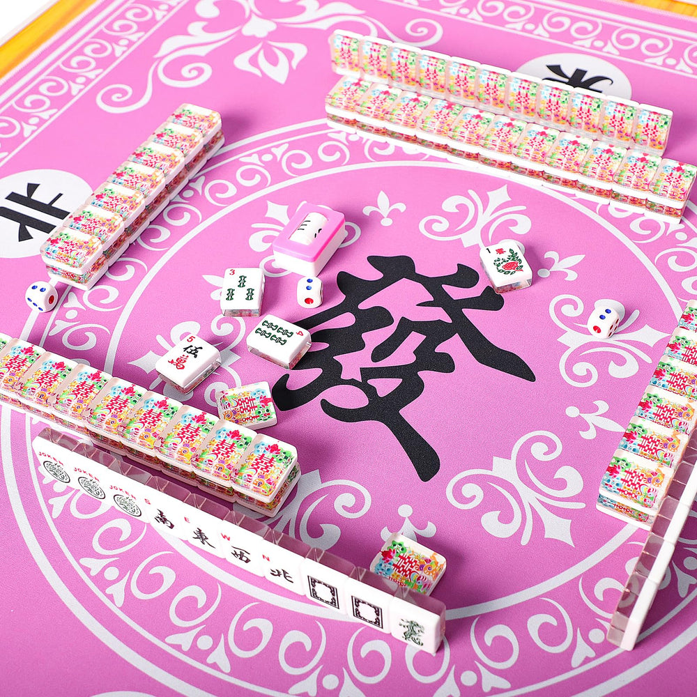 GUSTARIA Mahjong Mat color pink enhances game night aesthetics.
