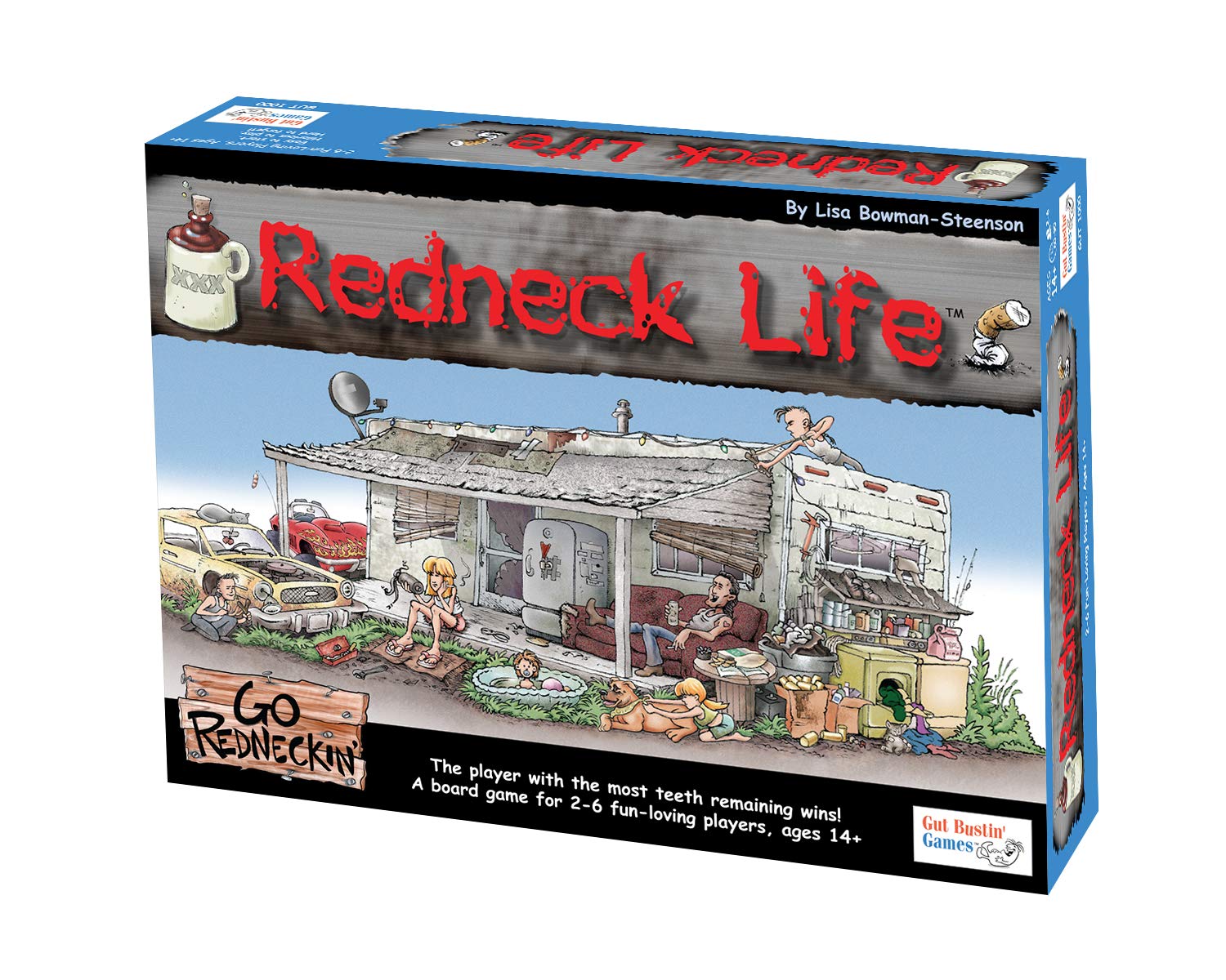 Gut Bustin' Games Redneck Life cards showcase prompts for humorous storytelling.