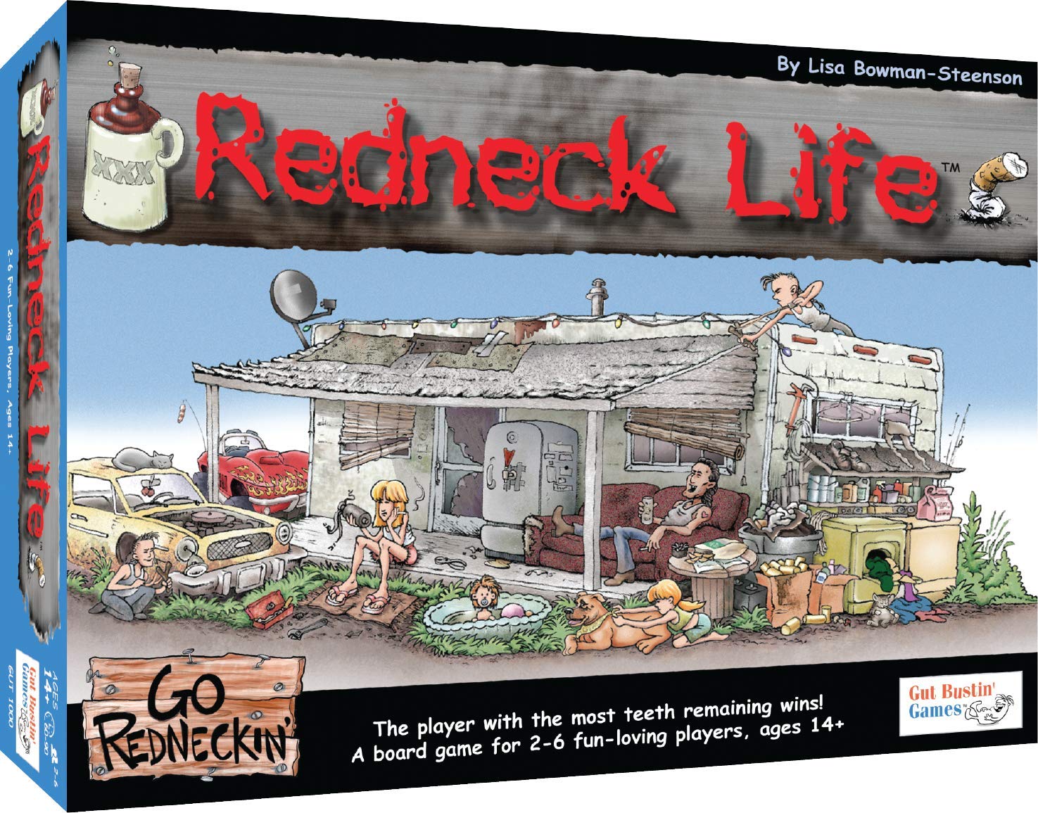 Gut Bustin' Games Redneck Life board game cover, ideal for a fun family game night.