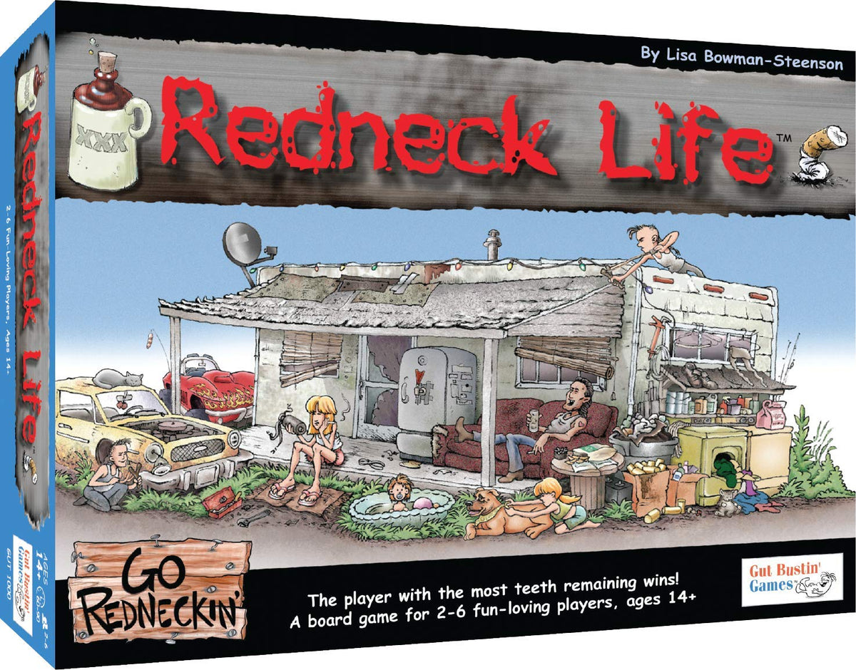 Gut Bustin' Games Redneck Life board game cover, ideal for a fun family game night.