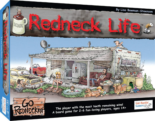 Gut Bustin' Games Redneck Life board game cover, ideal for a fun family game night.