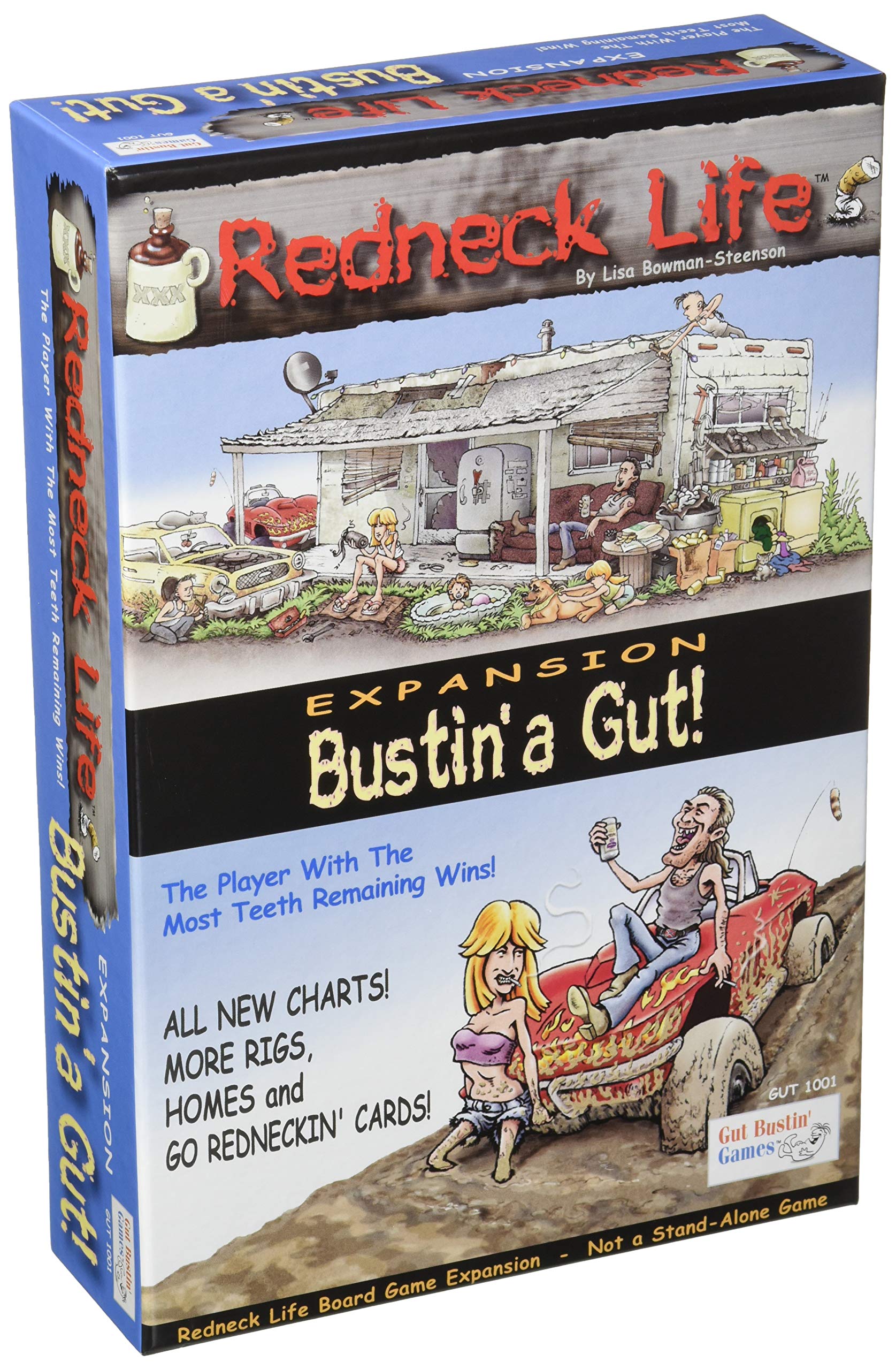 Gut Bustin' Games Redneck Life Expansion box art with rigs and homes for lively game nights