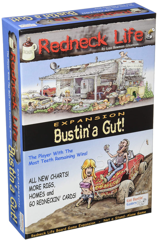 Gut Bustin' Games Redneck Life Expansion box art with rigs and homes for lively game nights