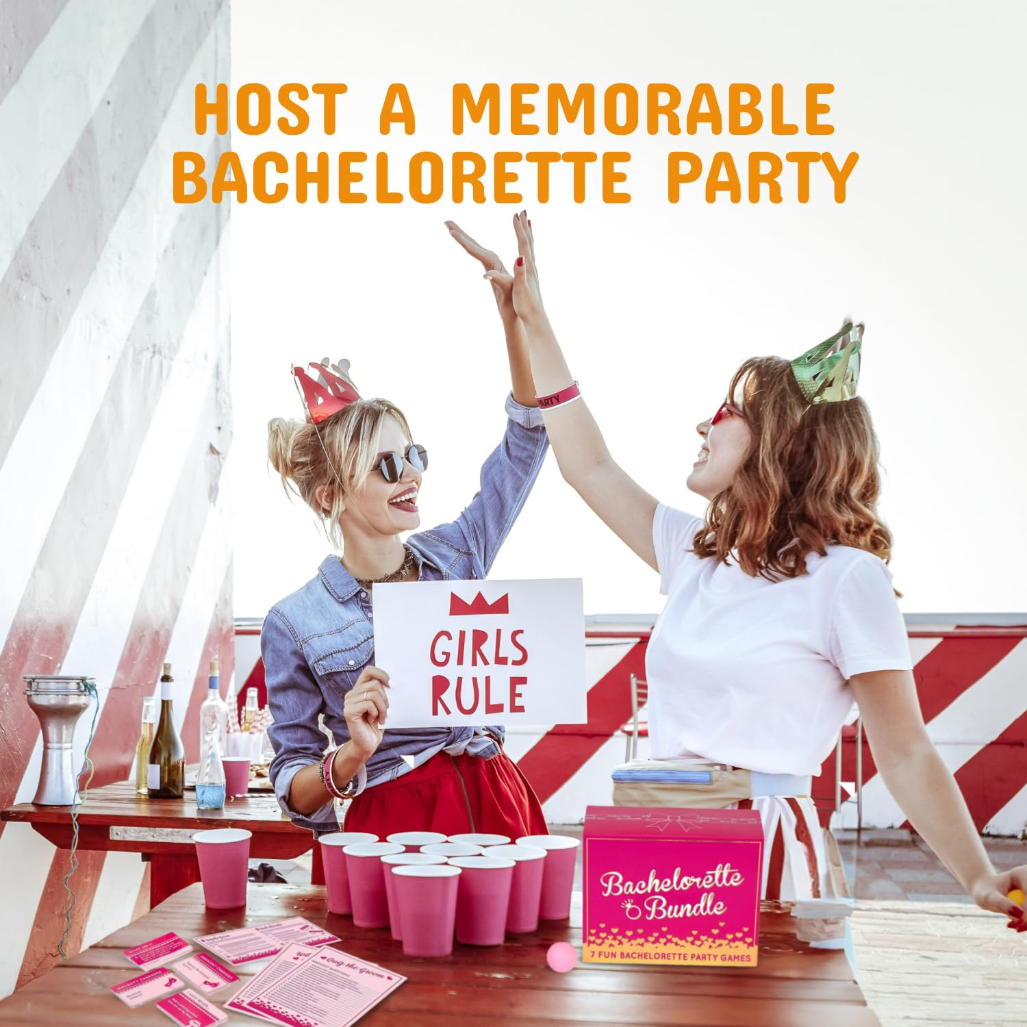 Gutter Games Bach Charades cards promote playful bonding among bridesmaids and friends.