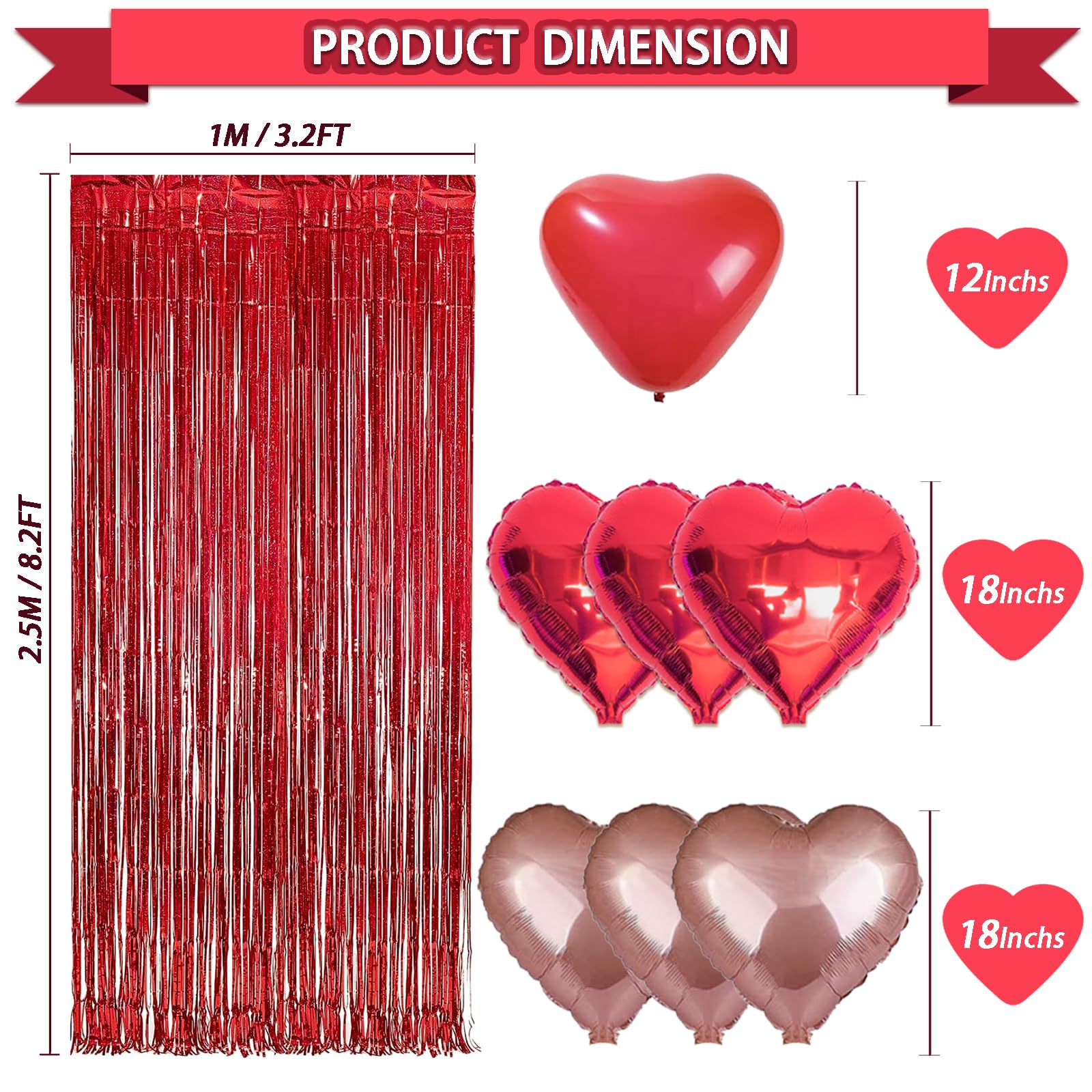 Guudmua heart foil balloons 6 pcs ideal for anniversary décor