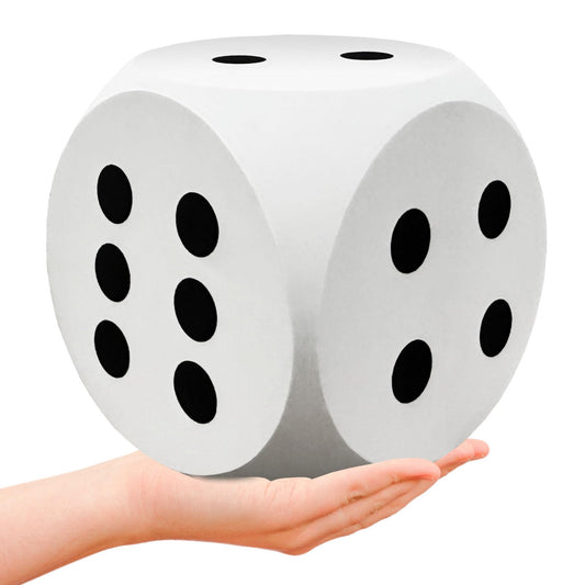 Guuozzli 6inch white foam dice for large groups and clear numbers.