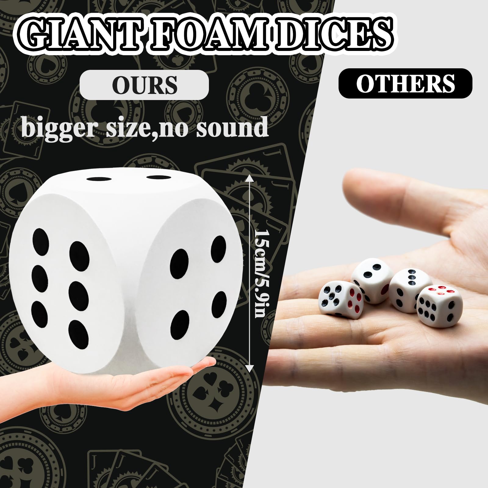 Guuozzli giant dice with numbers and dots for probability activities.