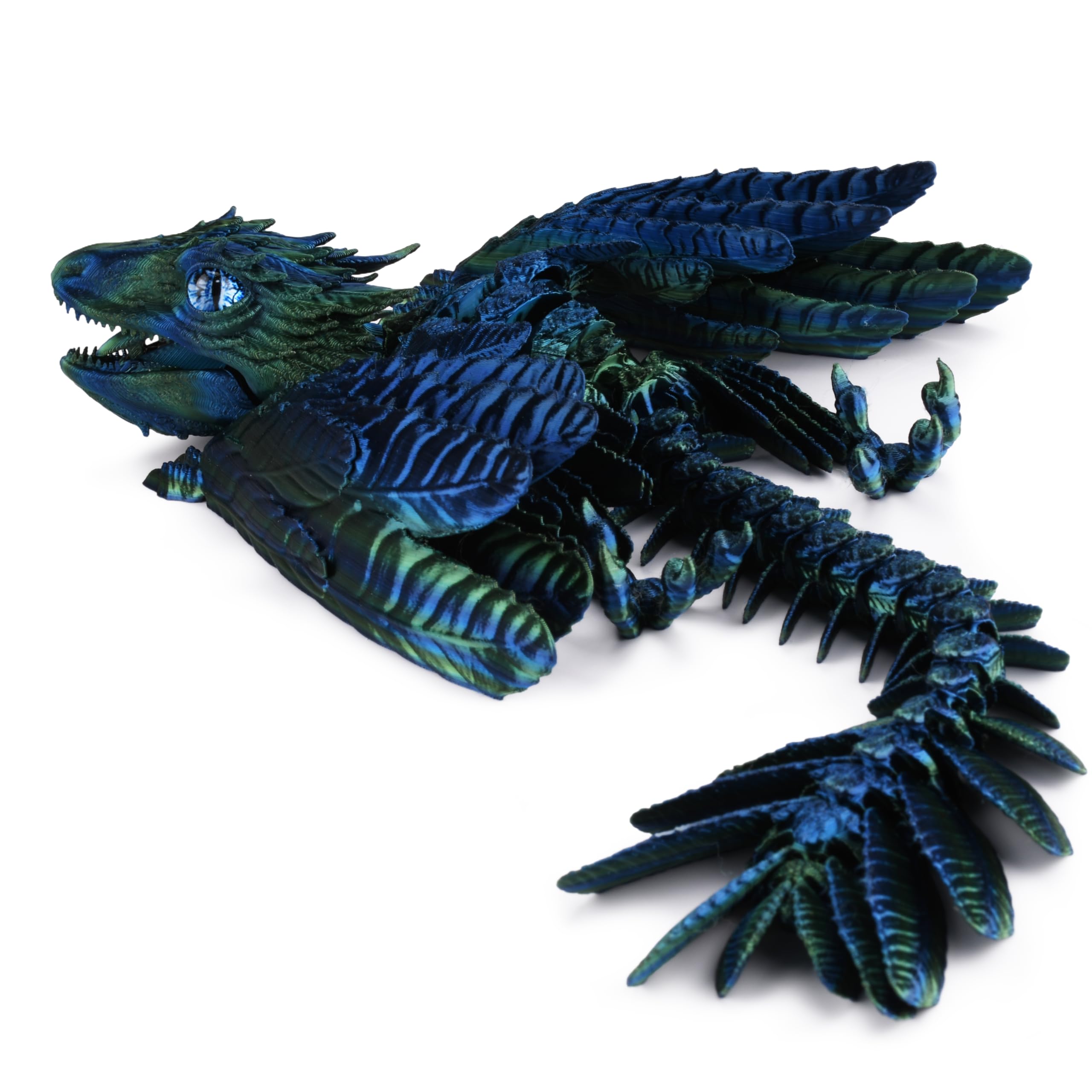 Guwewu Feathered Wyvern Azurewing close-up shows handcrafted texture for a striking desk display