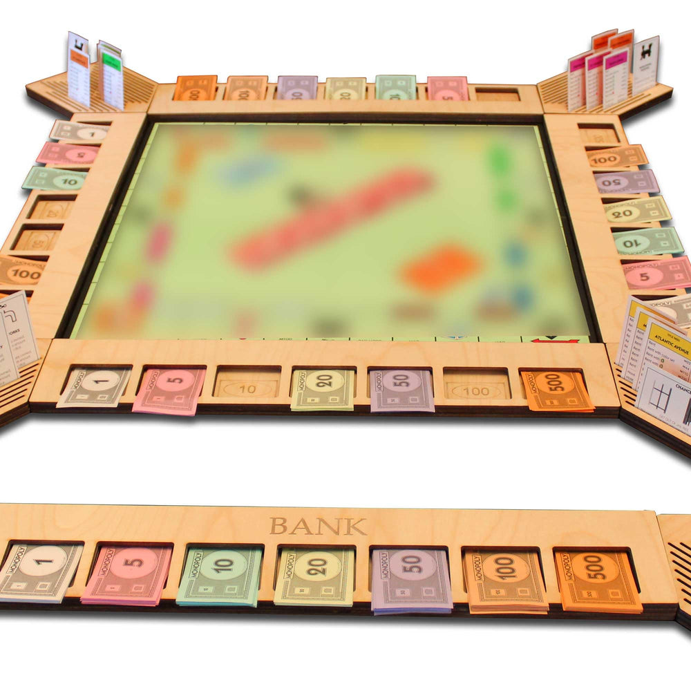 GUYTRENDz custom board game frame with natural finish for elegant game-night organization