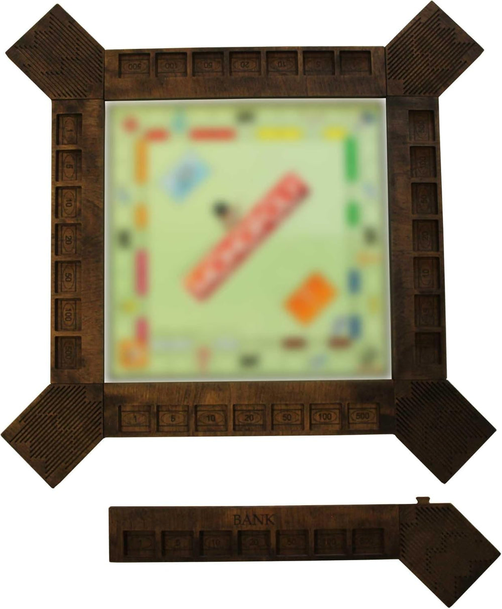GUYTRENDz ebony board frame side panel shows compact storage for cards and money.