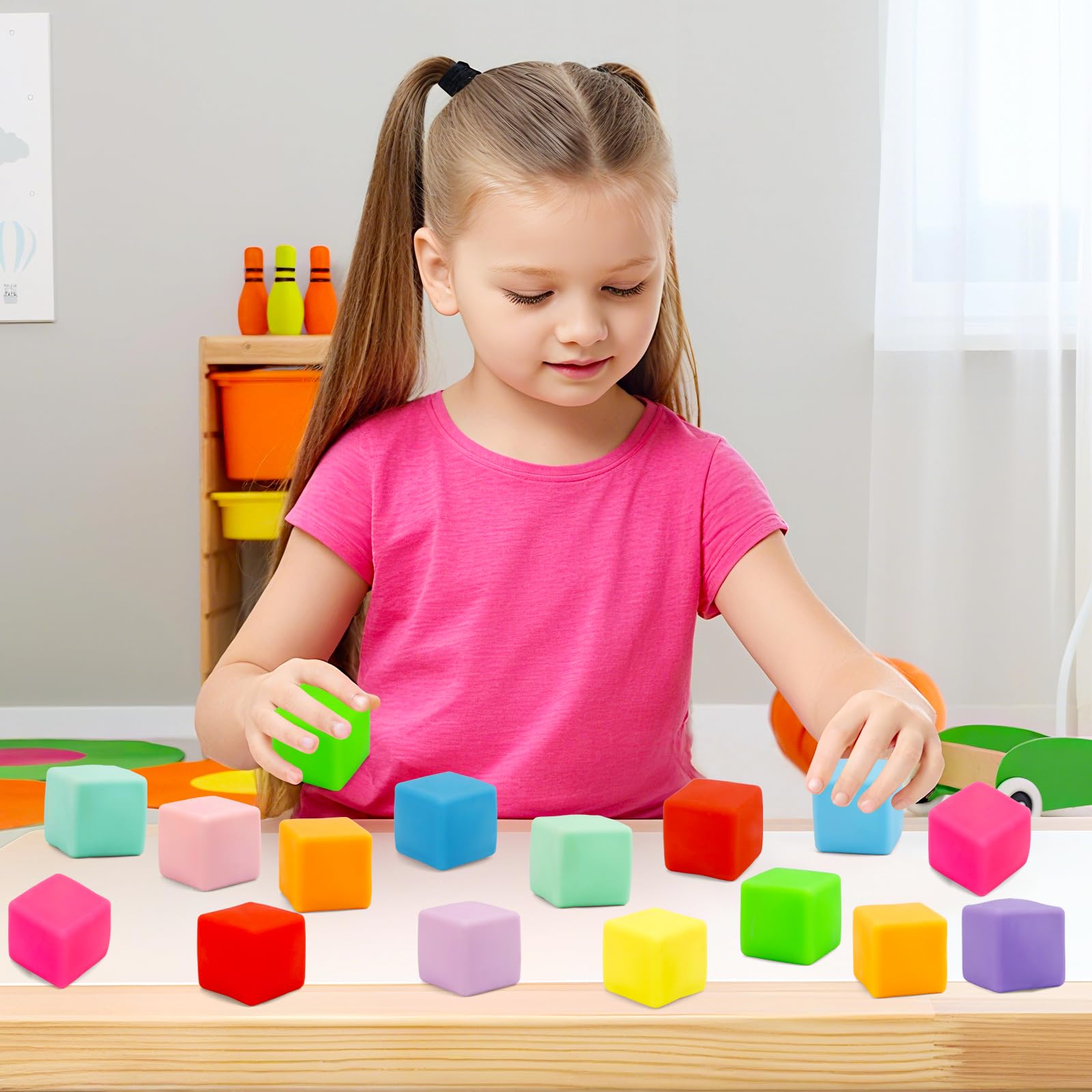 GWAHSA party favors featuring colorful stress cubes for celebrations.