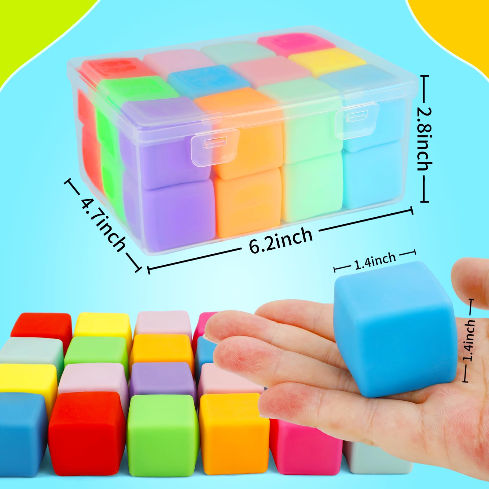 GWAHSA squishy fidget toys in plastic storage box for neat storage.