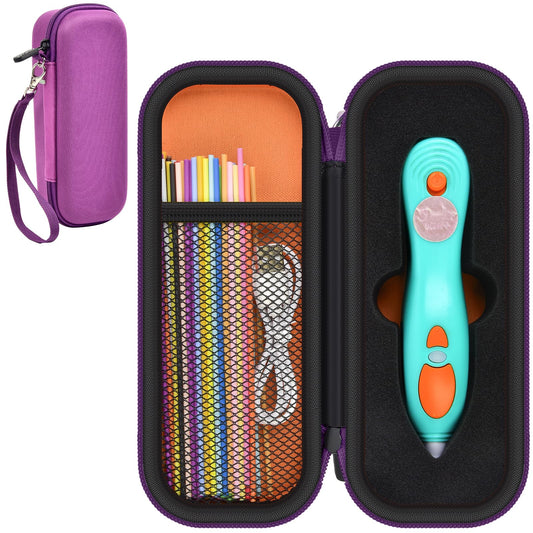 GWCASE case for 3Doodler Start+ Essentials, purple front view showing compact protection for travel