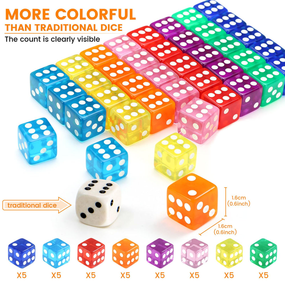 GWHOLE eight-color translucent dice for quick color-coded gameplay
