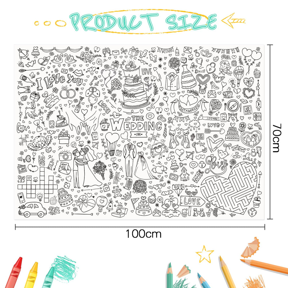 GWHOLE giant coloring poster brides-grooms design encourages family engagement.