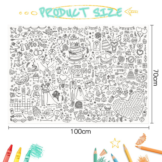 GWHOLE giant coloring poster brides-grooms design encourages family engagement.