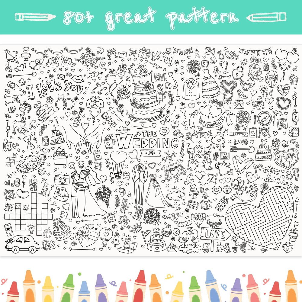 GWHOLE giant coloring poster flowers-and-hearts theme sparks festive artwork.