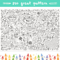GWHOLE giant coloring poster flowers-and-hearts theme sparks festive artwork.