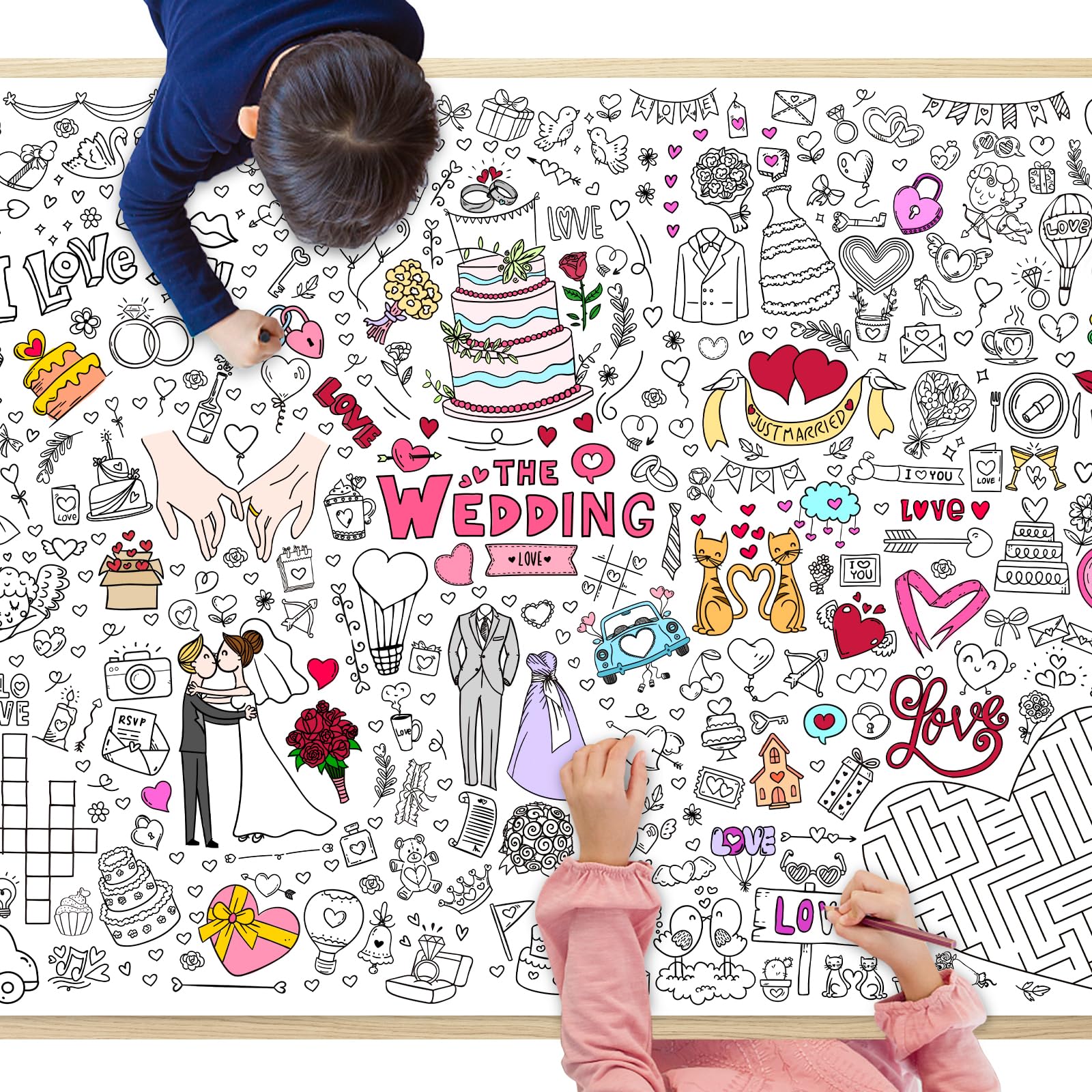 GWHOLE giant coloring poster wedding-patterns invites playful coloring at events.