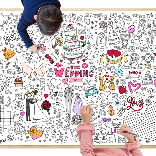 GWHOLE giant coloring poster wedding-patterns invites playful coloring at events.