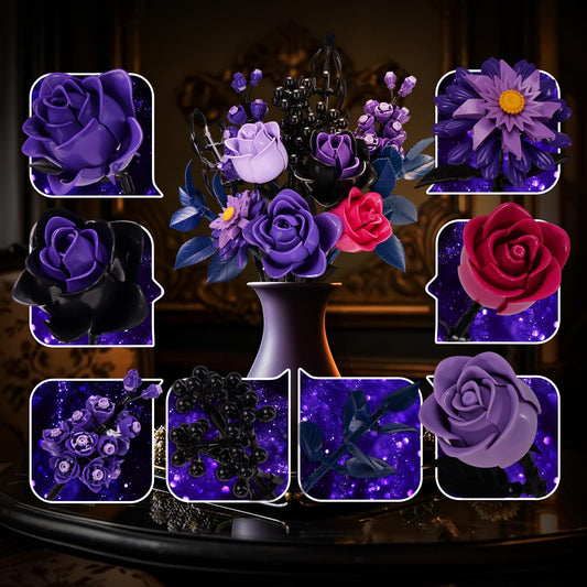 GXJTYYBS Purple-black palette blooms elevate moody centerpiece styling.