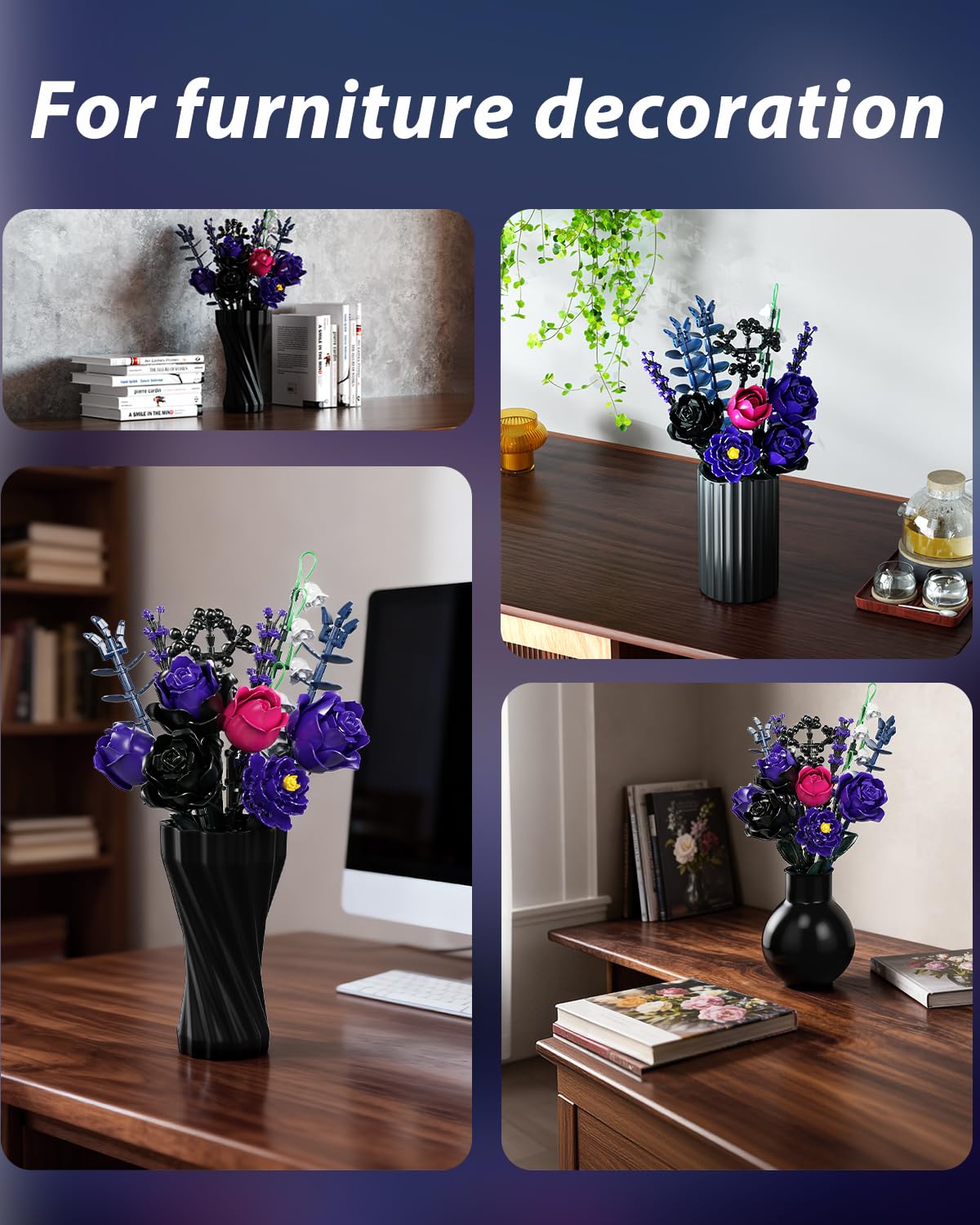 GXJTYYBS Ideas Purple Flowers Gothic Rose Bouquet modern shelf display