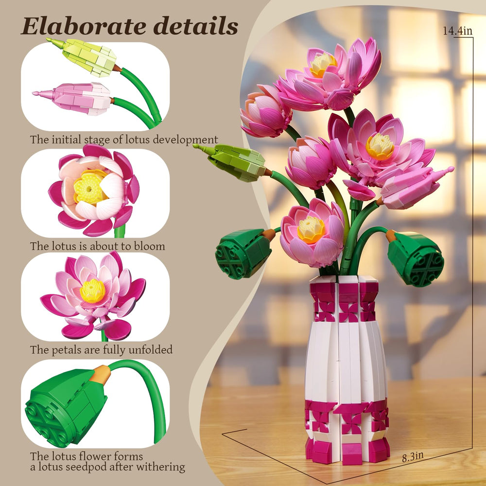 GXJTYYBS 710-piece lotus with compatible bricks enables versatile building