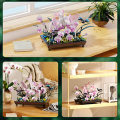 GXJTYYBS Orchid Mantis Bonsai with butterflies and flowers for vibrant visual appeal.