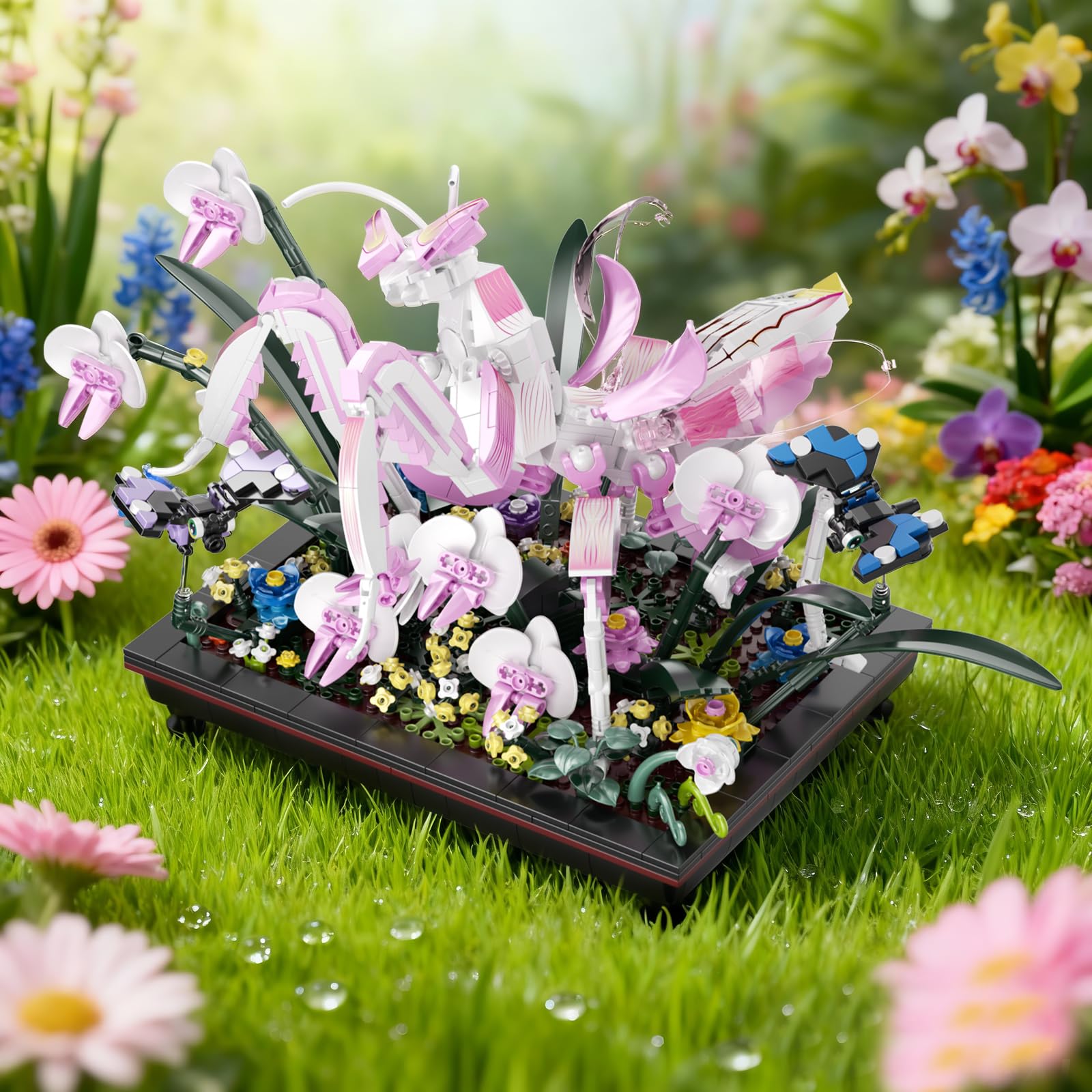 GXJTYYBS Orchid Praying Mantis Bonsai assembly highlighting an engaging STEM building experience.