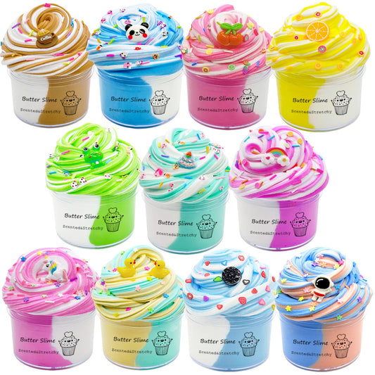 GXYSLM Butter Slime Kit 11-pack packaging with dual colors for kids' play